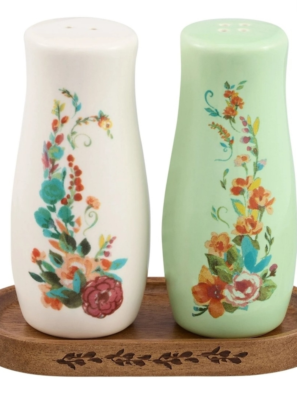 The Pioneer Woman - Painted Ceramic Prairie 3 Pieces Salt & Pepper Shakers with